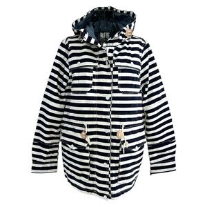 Levi's Trekking Parka Striped Hooded Jacket Nautical Canvas Navy/White Large NWT